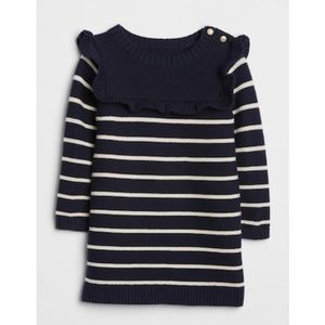 NWT Gap Baby Girl Striped Ruffle Sweater Dress